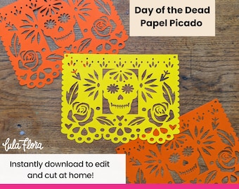 Dia de los Muertos Papel Picado Banner, SVG Cut File (Digital Download)
