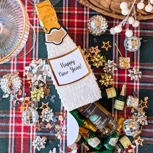 Personalized New Years Champagne Party Favor Boxes - Fillable NYE Decor