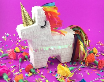 Coffret cadeau licorne pinata (6,5 pouces) : cadeau de fête princesse pastel, décoration d'anniversaire licorne