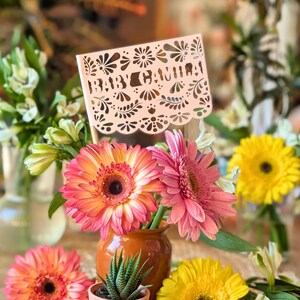 Personalized Cielito Lindo Papel Picado Flags, Pink Fiesta Baby Shower Table Decoration, Talavera Design Cielito Decoration, First Fiesta