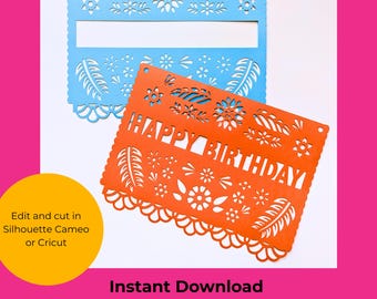 Papel Picado SVG: Customizable Birthday Banner Template (Digital Download)