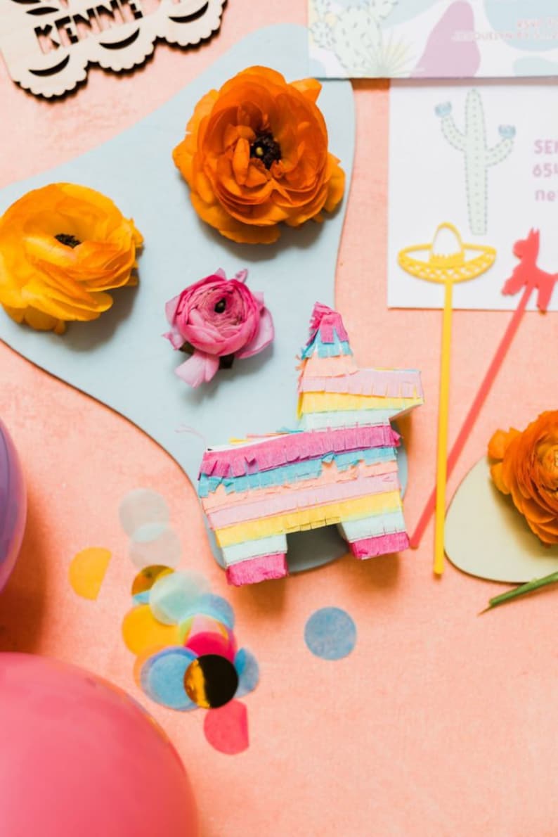 Mini Pinata 3 Party Favor, Fiesta Decoration, Fiesta Wedding Favor, Mini Donkey Pinata, Fiesta Theme Party, Cinco de Mayo Set of 3 Pinatas image 9