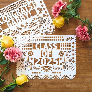 Custom Fiesta Graduation Papel Picado Banner: Class of 2026 Decoration