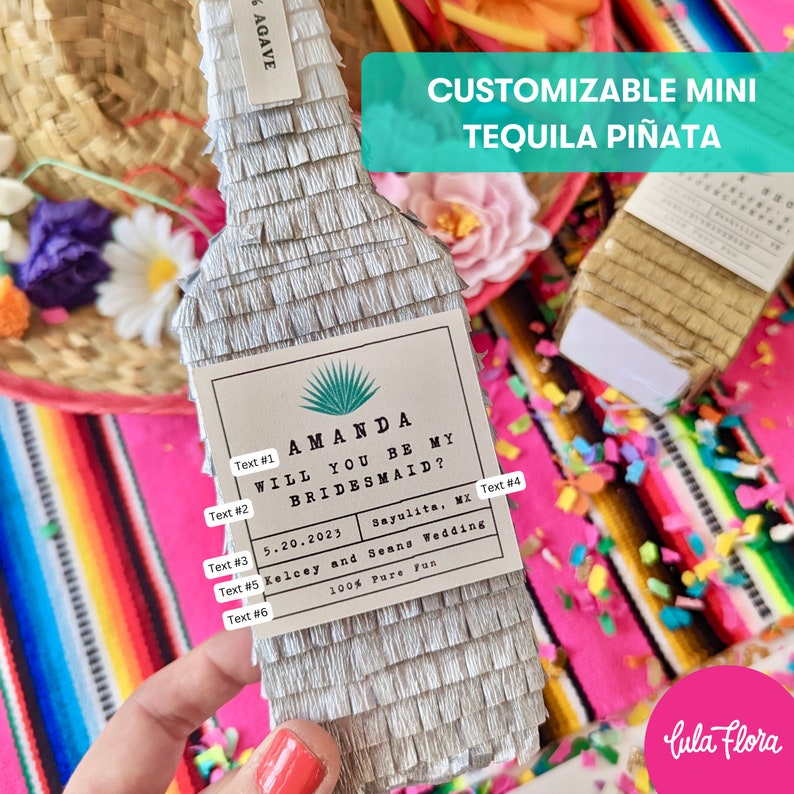 Tequila Bridesmaid Proposal 1, Mini Tequila Piñata, Bridesmaid Gift, Cinco de Mayo, Bachelorette Gift, Hangover Kit, Mexico Welcome Bag image 2