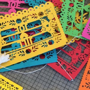 Personalized Papel Picado Banner 1 Custom Banner, Fiesta Decoration, Fiesta Wedding, Custom Papel Picado Banner, Rustic Wedding 5x7 flags image 9