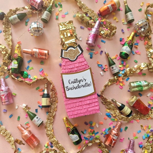 Bubblegum Pink Champagne Mini Pinata | Bridesmaid Proposal Box | Pamper Party | Personalized Bridesmaid Proposal | 1 x Pinata | By LulaFlora