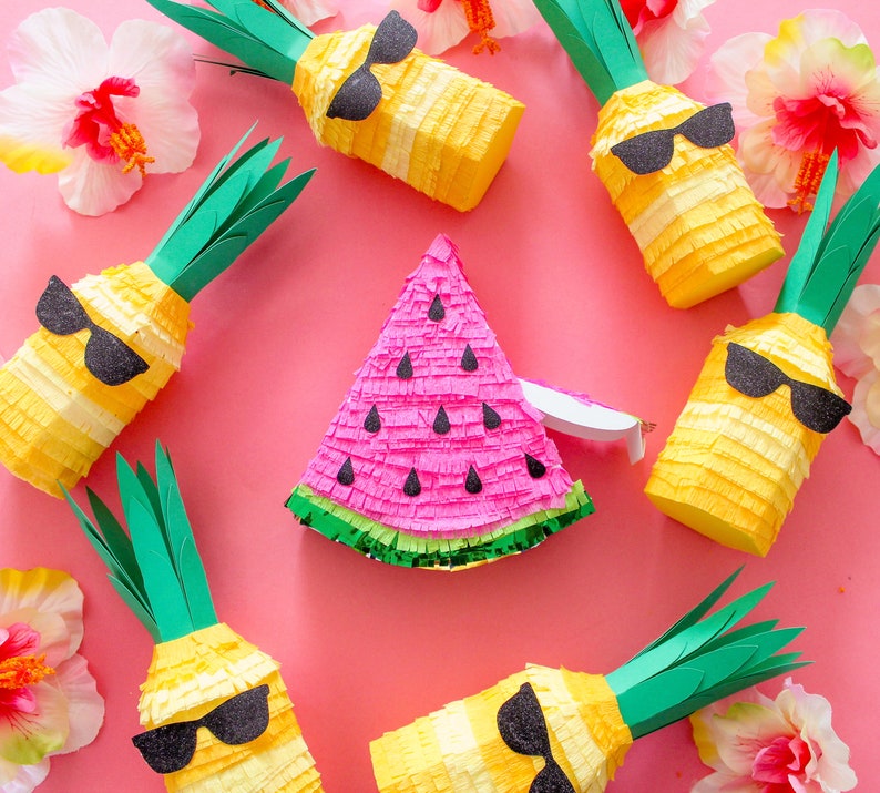 Watermelon Piñata Party Favor, Mini Tropical Fruit Piñata, Twotti Fruity, Luau, Tutti Fruitti, One in a Melon, Watermelon Pinata, 1 SLICE image 3