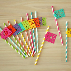 Mexican Fiesta Paper Straws 12, Fiesta Decorations, Cinco de Mayo Party, Papel Picado, Fiesta Birthday, Mexican Wedding Decorations image 6