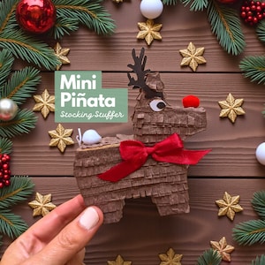 Mini Reindeer Piñata: Christmas Party Favor, Stocking Stuffer