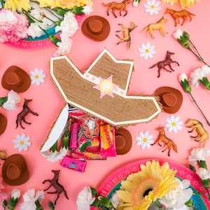 Cowboy Hat Mini Pinata 1 First Rodeo Girl Birthday Birthday Treat Boxes ...