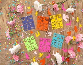 Papel Picado Gift Tags: Custom Otomi Style Party Favors