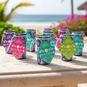 Papel Picado Gracias Heart Tags | Mexican Fiesta Wedding Favor Tags