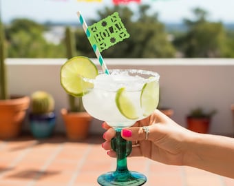 Fiesta Papel Picado Straws with Text | Cinco de Mayo Party Straws