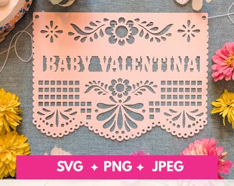 Cielito Lindo Papel Picado SVG Banner: Floral Baby Shower Decoration (Digital File)