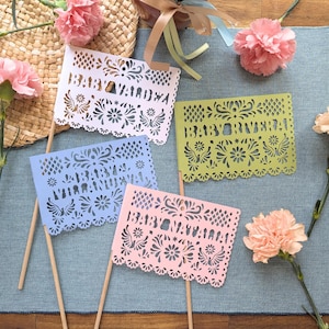 Personalized Papel Picado Flags: Cielito Lindo Baby Shower Decorations image 1