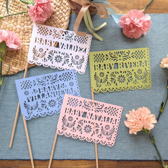 Personalized Papel Picado Flags: Cielito Lindo Baby Shower Decorations