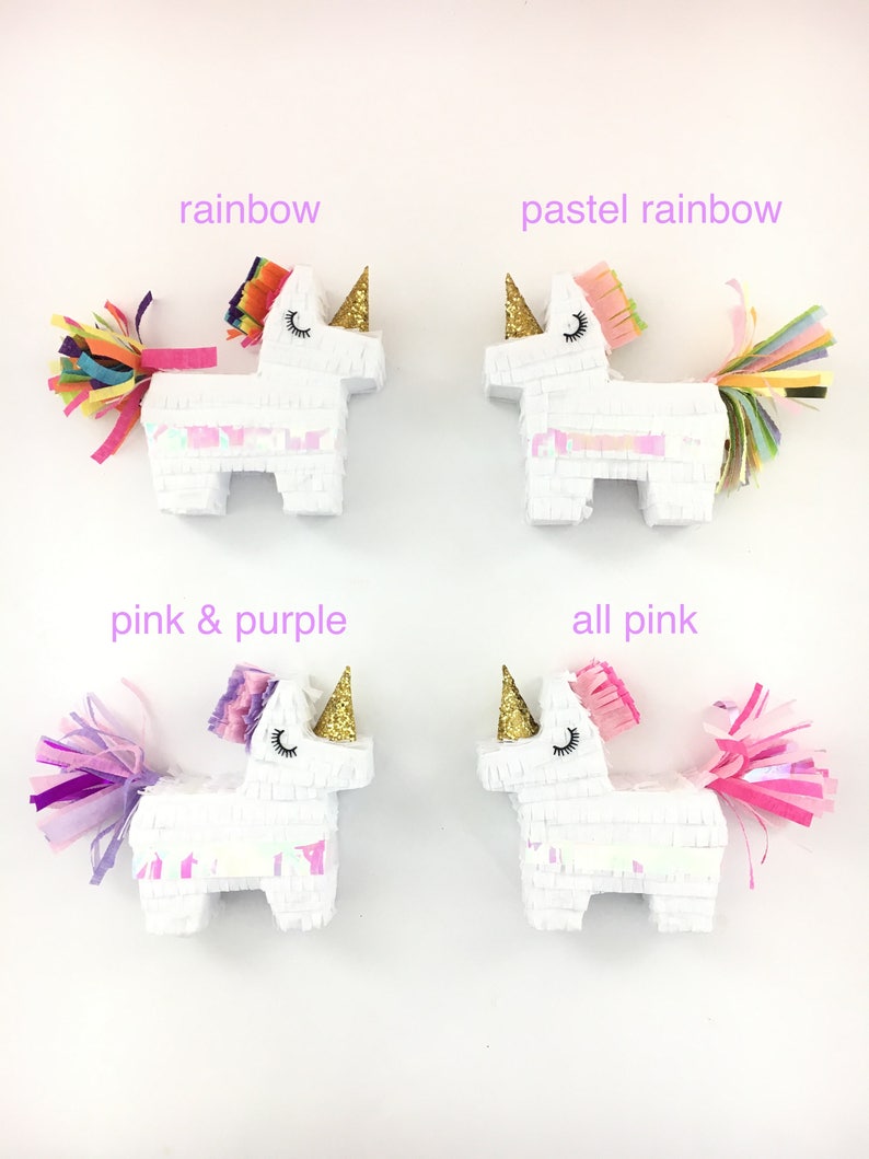 Unicorn Party Pinata, 3 Mini Unicorn Piñatas, Party Favor, Gift Box, Birthday Decoration, Princess Party, Bridesmaid Proposal, SET OF 3 image 2