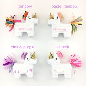 Mini Unicorn Pinata 3, Unicorn Piñata, Unicorn Party Favors, Unicorn Baby Shower, Unicorn Birthday Party, Princess Party, Set of 3 image 2