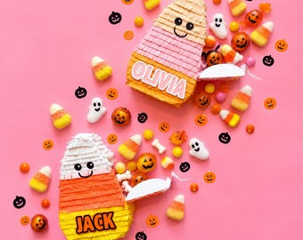 Personalized Candy Corn Halloween Gift for Kids | Fillable Treat Box | Boo Basket Stuffer