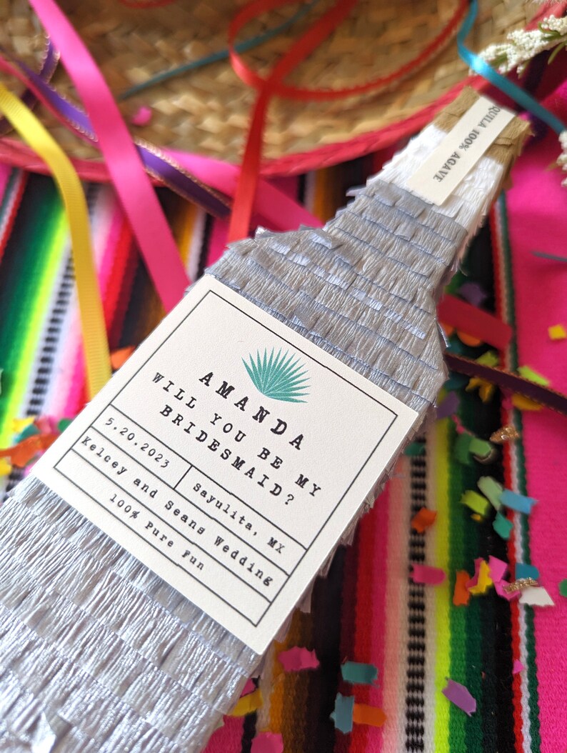 Tequila Bridesmaid Proposal 1, Mini Tequila Piñata, Bridesmaid Gift, Cinco de Mayo, Bachelorette Gift, Hangover Kit, Mexico Welcome Bag image 6