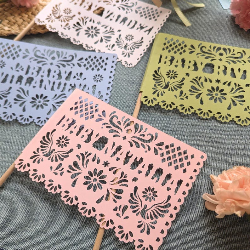 Personalized Papel Picado Flags: Cielito Lindo Baby Shower Decorations image 7