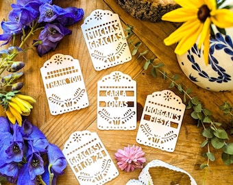 Custom Papel Picado Thank You Tags: Fiesta Party Favor Tags