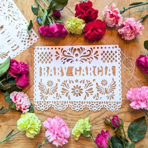 Personalized Cielito Lindo Papel Picado Banner: Mexican Baptism Decoration