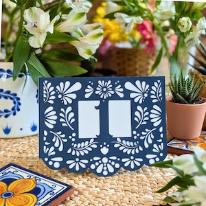 Elegant Talavera Tile Wedding Table Numbers: Spanish Hacienda Decor