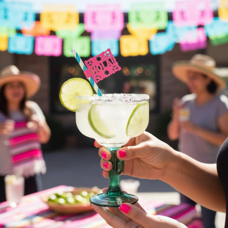 Fiesta Papel Picado Straws with Text | Cinco de Mayo Party Straws image 9