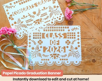 Class of 2026 Papel Picado: afstudeerbanner SVG (digitale download)