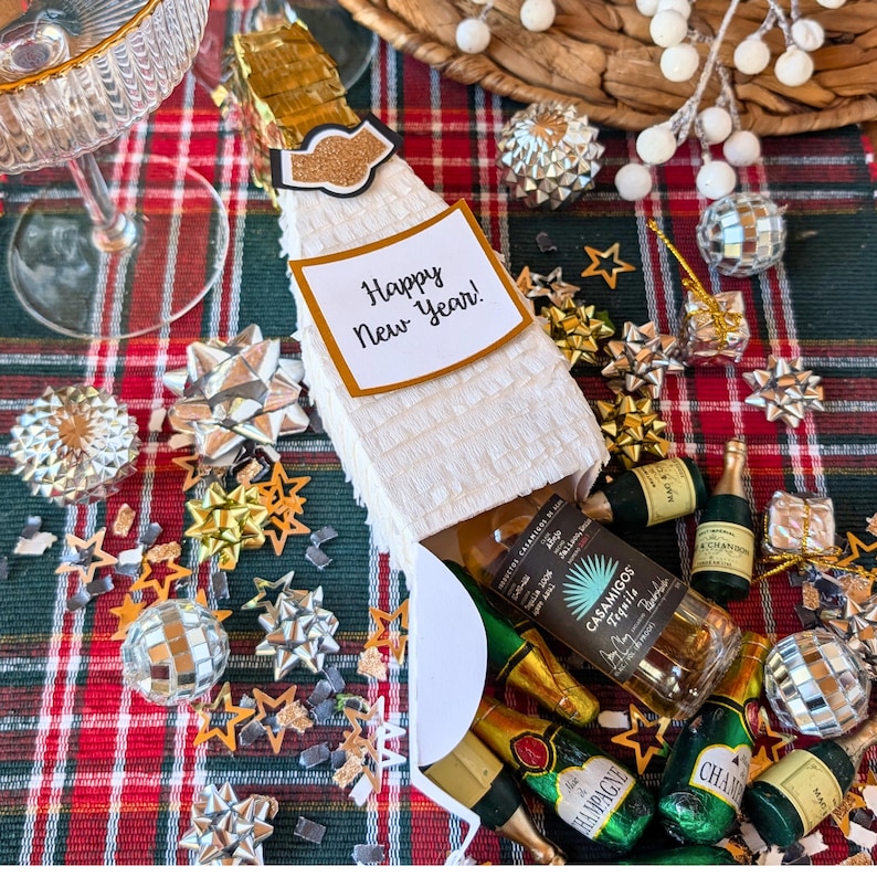 Personalized New Years Champagne Party Favor Boxes - Fillable NYE Decor