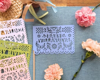 Personalized Papel Picado Flags: Blue Cielito Lindo Baby Shower Decor