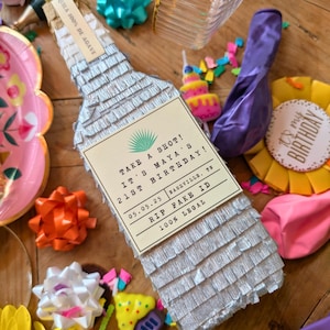 Custom Tequila Party Favors - 21st Birthday Party Favors | RIP Fake ID | Tequila Mini Piñata Gift Box by Lula Flora