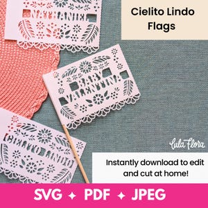 Cielito Lindo Papel Picado Bandiere SVG digitali, File digitale, Download istantaneo, Papel Picado personalizzato, Cielito Lindo Decorazione SVG FILE