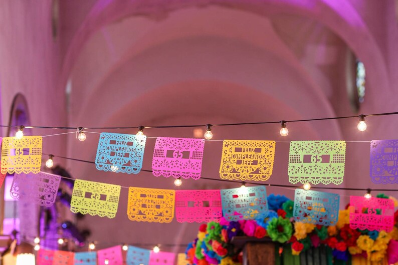 Fiesta Birthday Banner 1, Personalized Party Banner, First Fiesta, Cinco de Mayo Decoration, Fiesta Wedding, Papel Picado Flags, Custom image 7