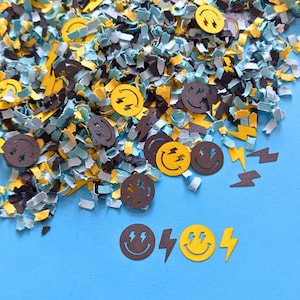 Smiley Face Lightning Bolt Confetti: Two Rad Birthday Party Decor