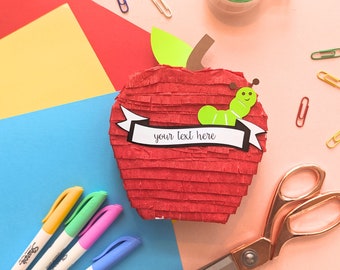 Personalized Teacher Gift Card Holder (1), Back to School, Teacher Appreciation, Teacher Gift, Mini Apple Piñata Gift Box, Teacher Thank You