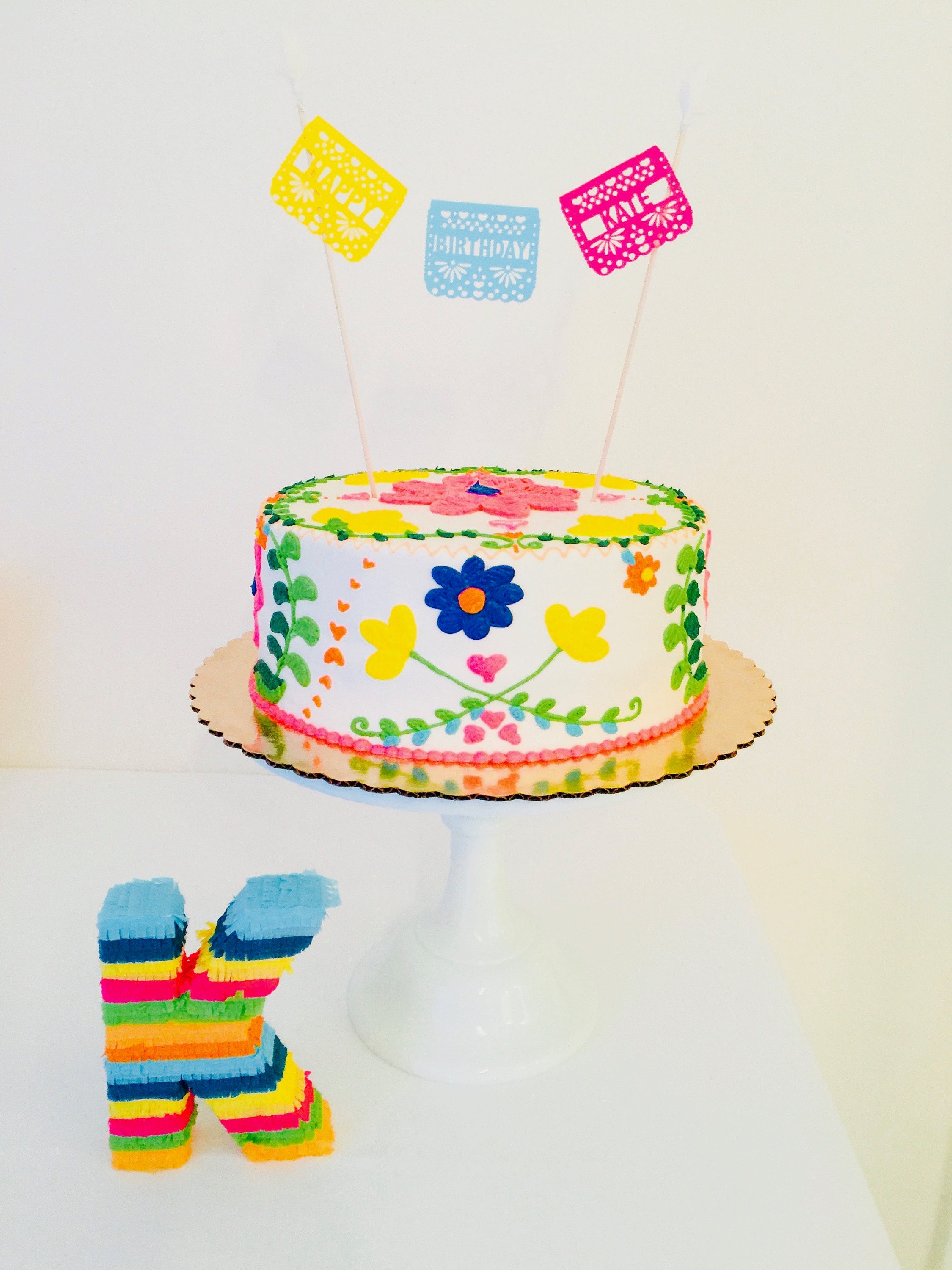 Papel Picado Cake Topper Fiesta Birthday Encanto Birthday - Etsy