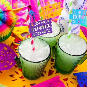 Fiesta Papel Picado Straws with Text | Cinco de Mayo Party Straws image 6
