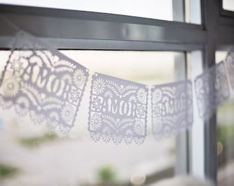 Papel Picado Flags, 6x5" Flags, Weddings, Amor, Cinco de Mayo, Engagement Parties, Rehearsal Dinner, Fiesta Wedding, Decorations, Bunting