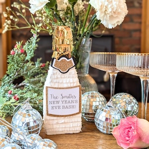 Personalized New Years Champagne Party Favor Boxes - Fillable NYE Decor
