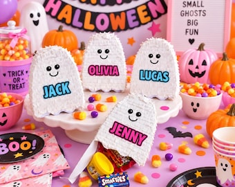 Personalized Halloween Party Favors for Kids | Custom Ghost Treat Boxes | Fillable Classroom Halloween Gifts