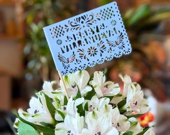 Personalized Blue Papel Picado Flags: Baby Shower Decorations