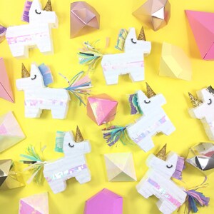 Unicorn Party Pinata, 3 Mini Unicorn Piñatas, Party Favor, Gift Box, Birthday Decoration, Princess Party, Bridesmaid Proposal, SET OF 3 image 5