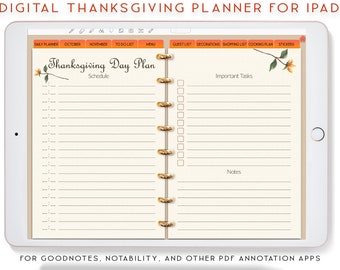 Thanksgiving Planner, Digital Planner, Goodnotes Planner, Stickers for ipad, Thanksgiving Menu, Notability Planner,