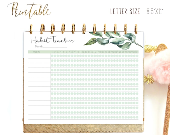 Habit Tracker Printable, Weight Loss Tracker, Routine Chart for Big Happy Planner Inserts.