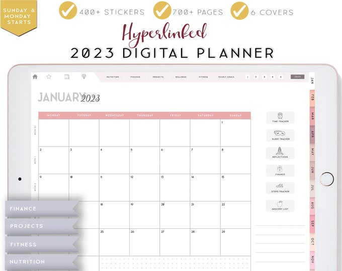 Digital Planner 2023, Digital Planner iPad, Notability Planner, Goodnotes Template, Wellness Planner, Budget Planner, ADHD planner