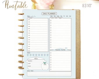 Daily Planner Printable for Big Happy Planner Inserts, Undated Planner.