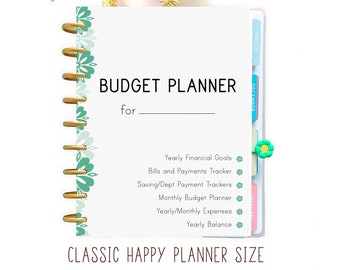 Budget Planner Printable Happy Planner Insert, Financial Binder, Financial goals