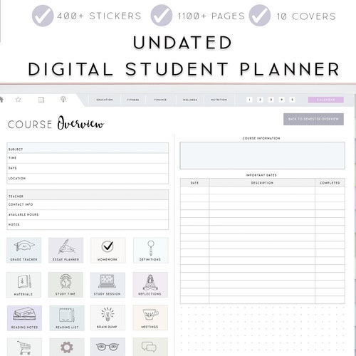 Digital Student Planner Digital Planner Ipad Notability Etsy